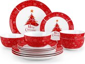 Bol.com Serviesset - Serviesset 6 persoons - Serviessets - Merry Christmas - Porselein - 18-Delig Servies - Dinerbord - Dessertb... aanbieding