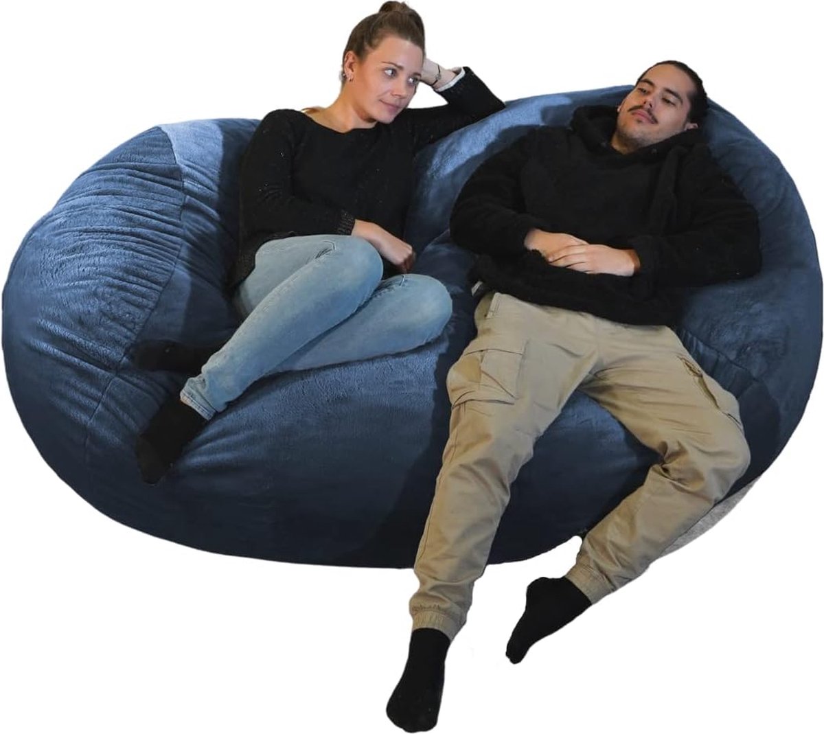JGS® - XXL Zitzak Stoel voor Kinderen en Volwassenen, 160 x 90 x 60 cm, Blauw, Comfortabel en Makkelijk te Onderhouden -