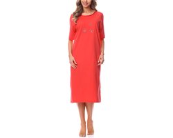 Merry Style Dames Nachthemd - Nachtjapon - Korte Mouwen - Katoen - MS-DR-Malwa-ND-KR - Koraal - S