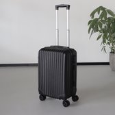 Handbagage koffer 55cm zwart 4 wielen trolley met pin