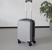 Handbagage koffer 55cm zilver 4 wielen trolley met pin slot