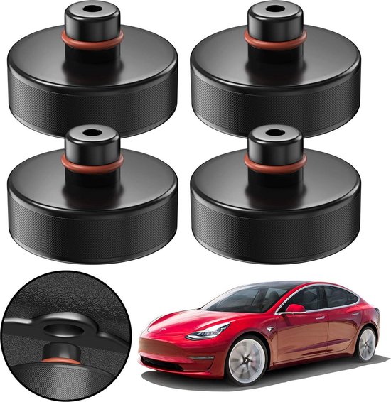 Foto: Autokrik rubberen pad set van 4 tesla model 3 voor garagekrik universeel auto suv krikbescherming krassenbescherming autotuning