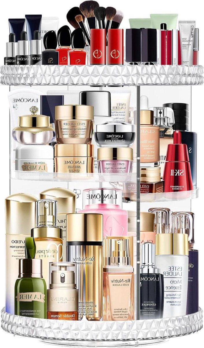 Goedkoopste Roterende acryl make-up organizer - grote capaciteit - huidverzorging cosmetica opslag - helder parfum stand wastafel - houder organizer nagellak opbergen
