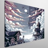 Pixel art zwart wit schilderij | Monochroom meesterwerk: Pixel perfectie in zwart-wit oogstrelend artwork | Kunst - 40x40 centimeter op Canvas | Foto op Canvas