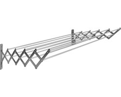 JGS® - Uittrekbaar RVS Wasrek met 10 Aluminium Staven, 120 cm-