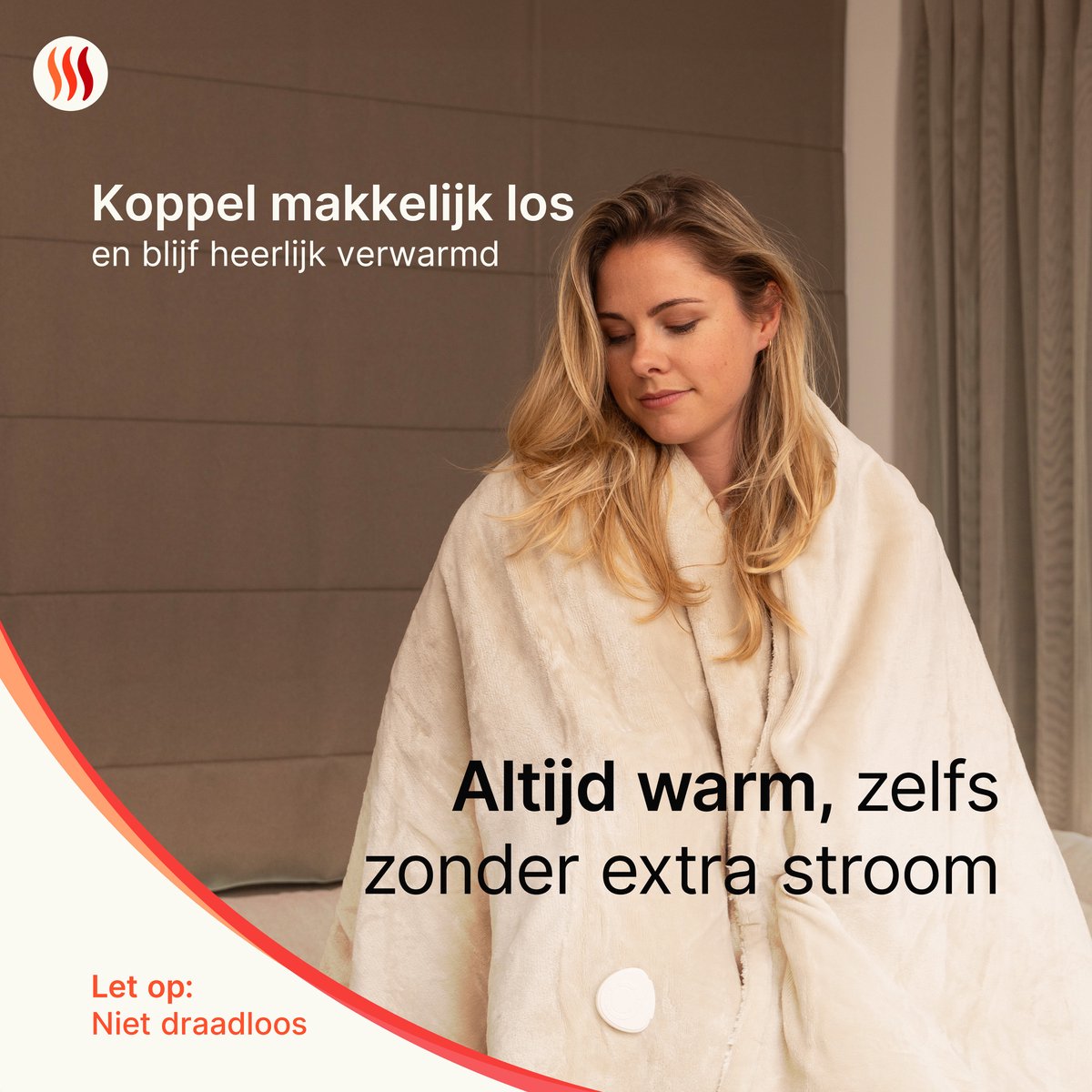 Seranova Elektrische Deken XXL - Extra Warmtedraden - Premium Model - 180x160 cm - 2 persoons Warmtedeken - Dubbelzijdig Fleece Sherpa - Crème beige – foto 8