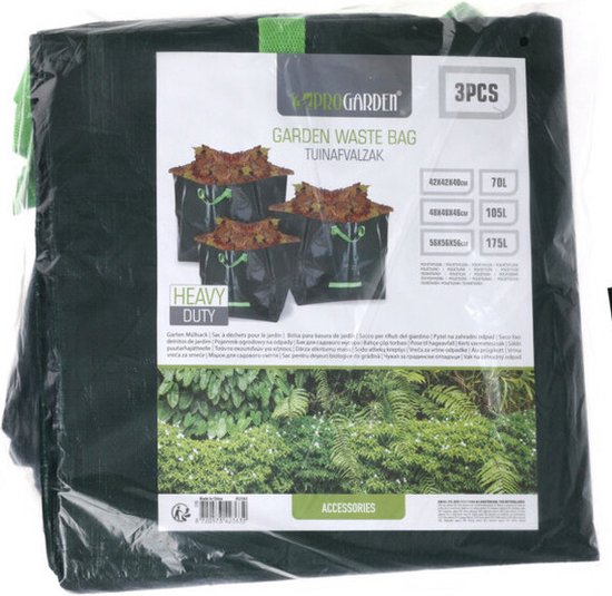 Progarden Tuinafvalzakken set van 3 - groen - 70/105/175 liter - bladeren opruimen van ProGarden — afbeelding 3