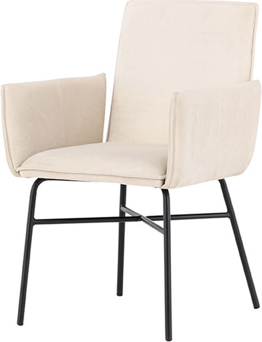 Petra eetkamerstoel met armleuning velours beige.