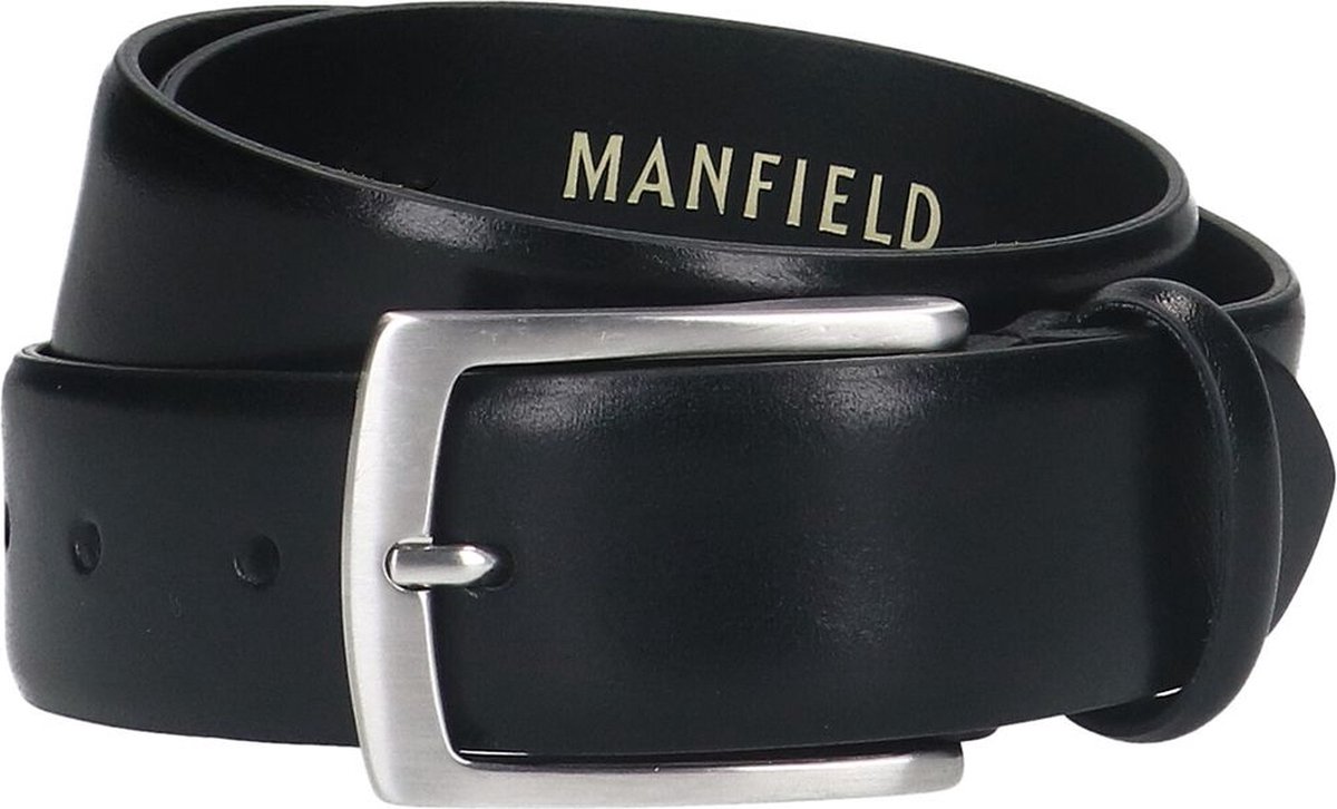 Manfield - Unisex - Zwarte leren riem - Maat 95