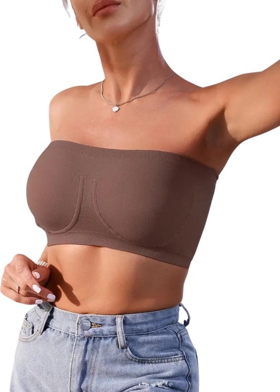 Soutien-gorge Nivard BH Sans Armature - Sans Bretelles - BH Push-up - Soutien-gorge Confort - Confortable - Robuste - Marron - Taille XL