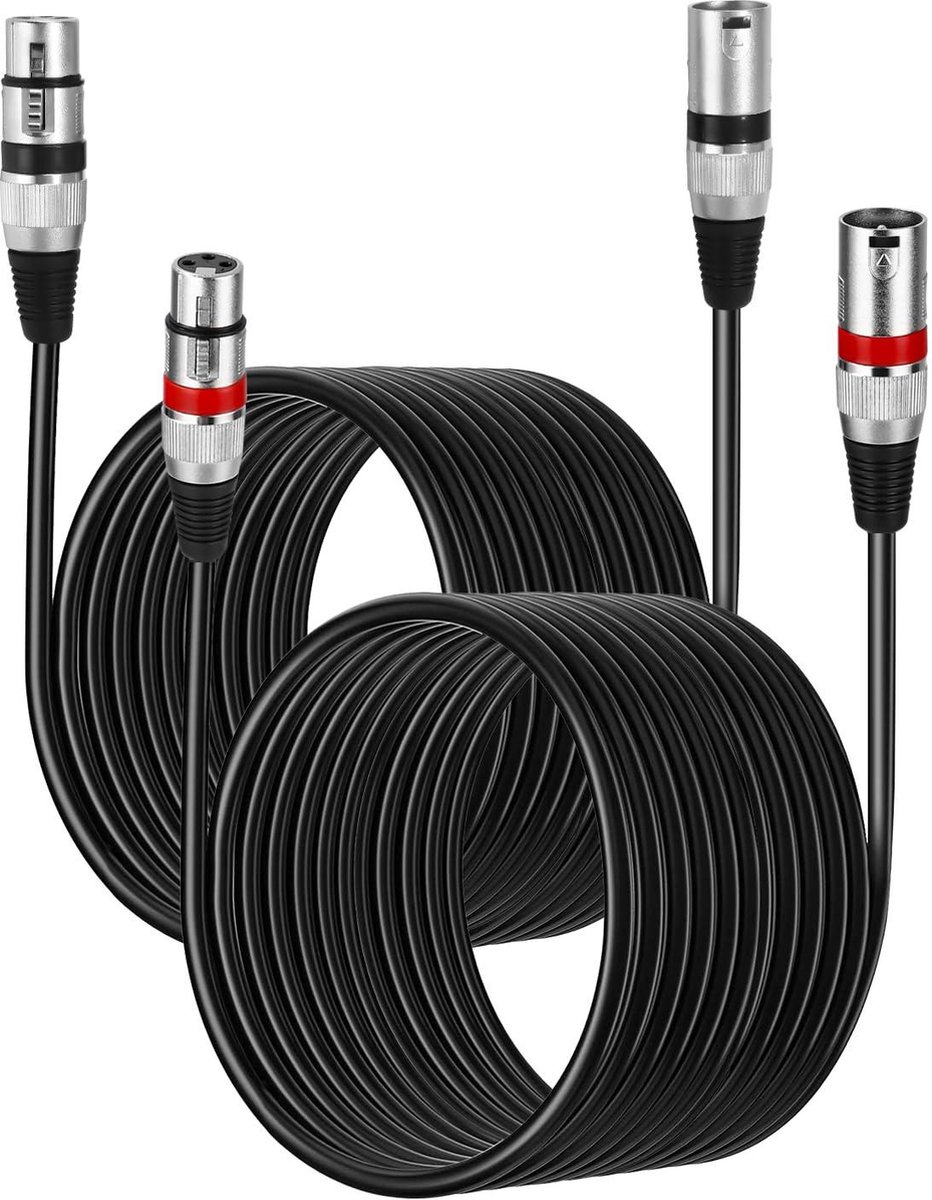 10m Symmetric XLR Microphone Cable - Plug to Bus Extension for Studio Recorder Mixer Speaker - Pack of 2