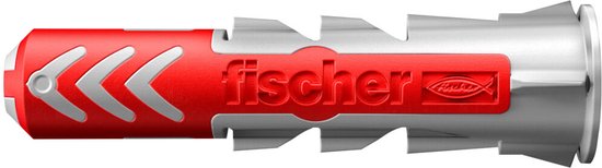 Fischer DUOPOWER plug, rood met witte pijlen.