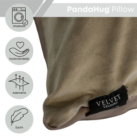 PandaHug Ondersteunend Lichaamskussen Velvet Taupe - Body Pillow - Zwangerschapskussens - Rugklachten - Voedingskussen - Kniekussen - Body Pillow Kussen met afneembare wasbare Hoes van Merkloos — afbeelding 3