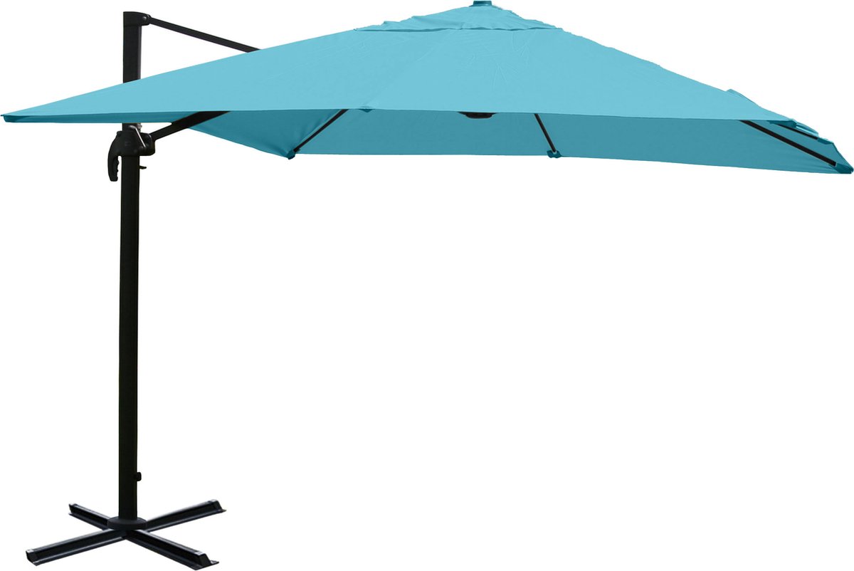 Zweefparasol MCW-A96, 3x4m (Ø5m) polyester aluminium/staal 26kg ~ turquoise zonder voet