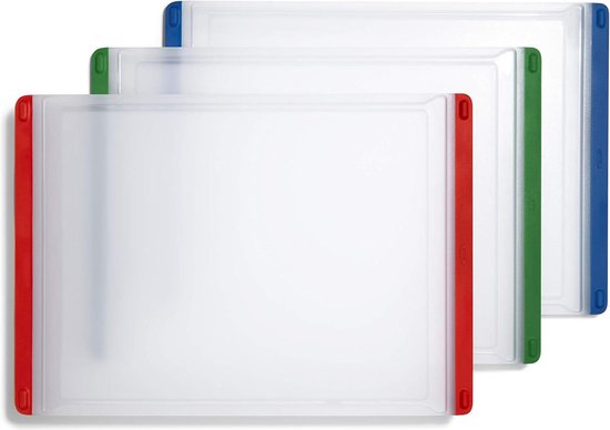Foto: 3 delige set snijplanken good grips met sapgleuf hakblok
