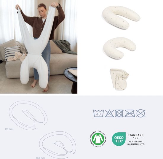 Doomoo Twisty - 2 in 1 Zwangerschapskussen - Voedingskussen - met superfijne en extra stille microkorrels - Bio katoen - Sweety Cream van Doomoo — afbeelding 3