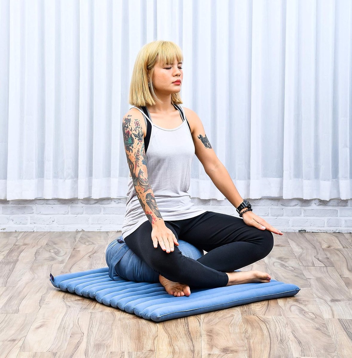 Meditatiekussen, set, zitkussen, rond, zafu yoga-kussen, zabuton, yogakussen, meditatiekussen, meditatie, accessoires, yoga, zitkussen, yoga, meditatiekussen, kapok