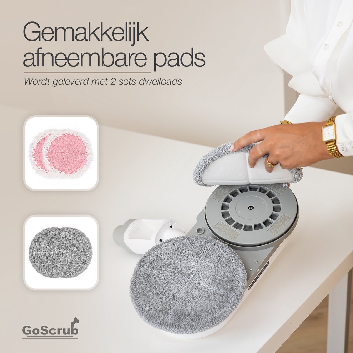 GoScrub® Elektrische Dweil - Draadloos - Vloerreiniger voor Harde en Houten Vloeren - Stille en Wendbare Mop - Efficiënt Dweilsysteem met Oplaadbare Accu – foto 2