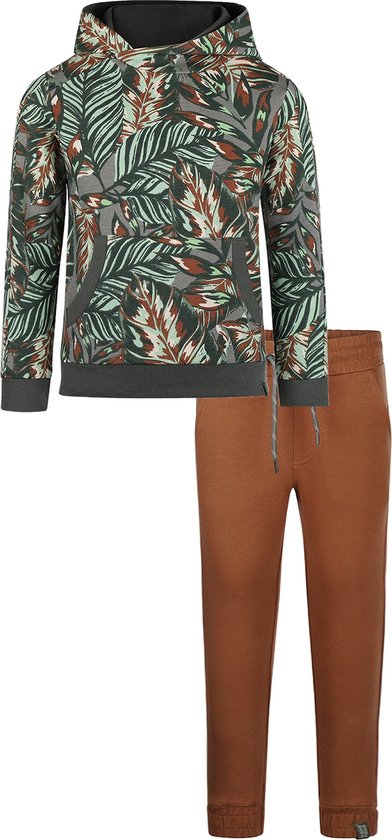 Foto: Koko noko kledingset 2delig joggingbroek cognac hooded sweater donker groen maat 98