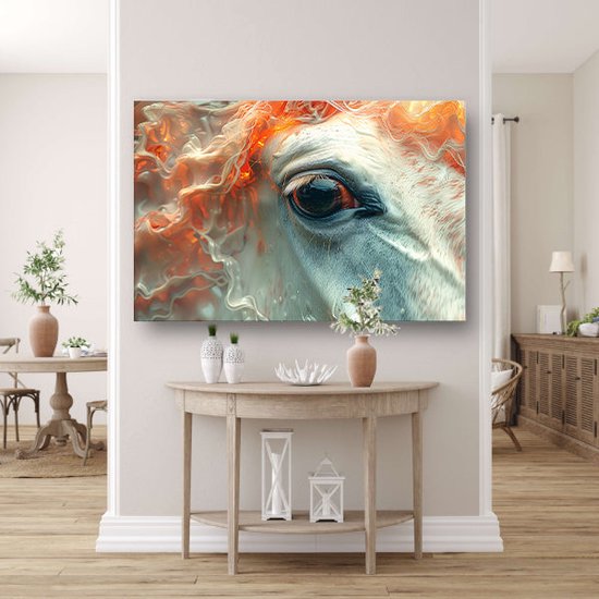 Oog glas schilderij - Dier glasschilderijen - Glasschilderij Vuur - Wanddecoratie kinderkamer - Schilderij acrylglas - Decoratie slaapkamer acrylglas 90x60 cm