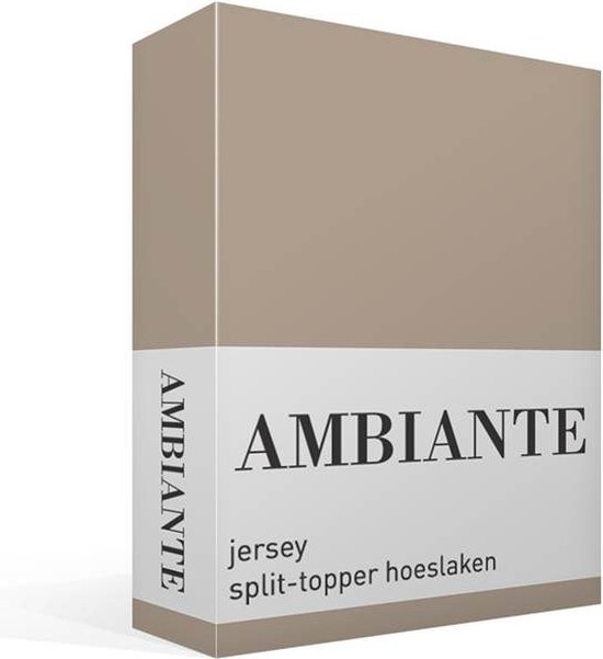 Emballage d'un drap-housse Ambiante jersey fendu, couleur taupe.