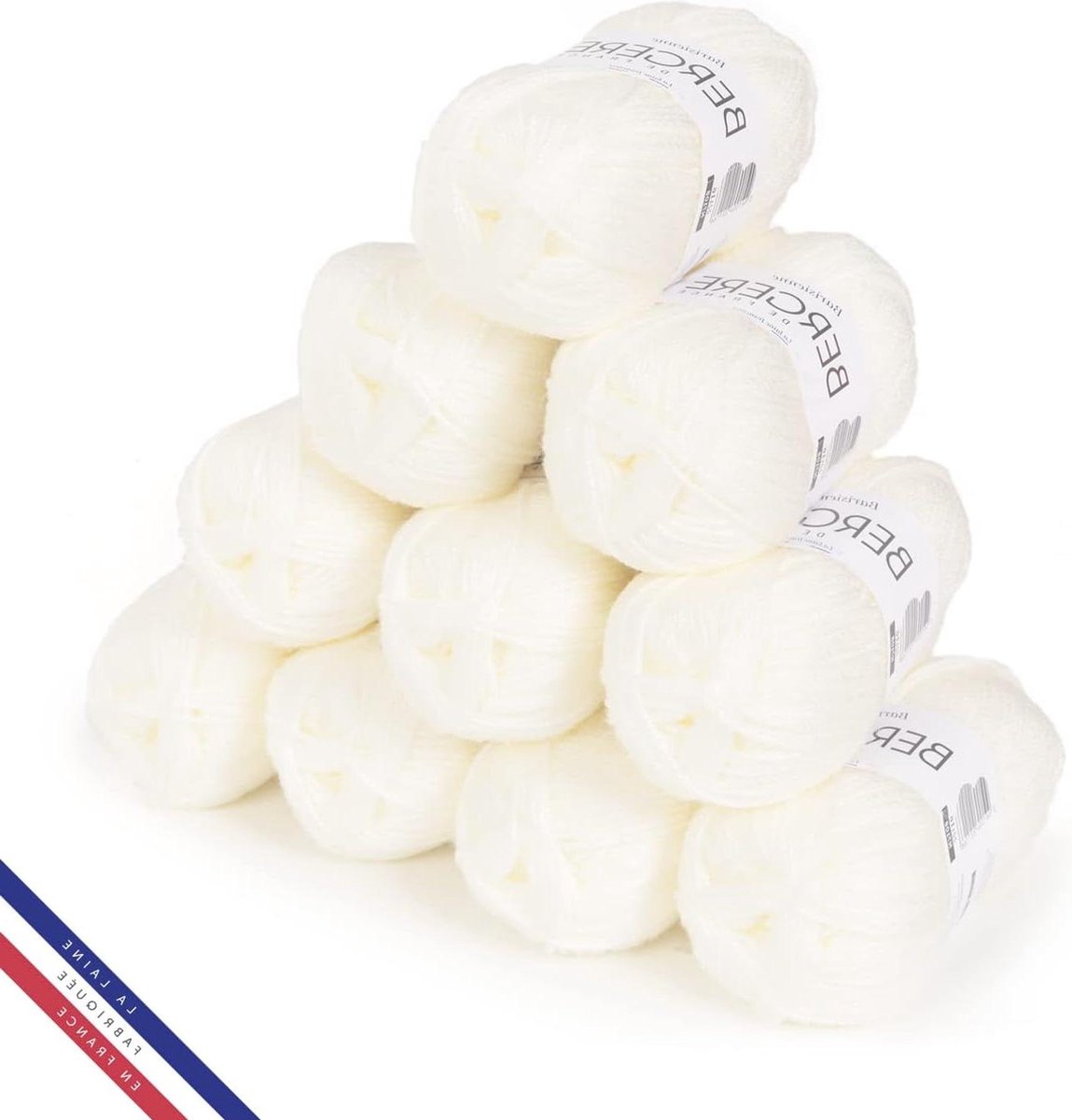 BARISIENNE Breigaren 10 x 50 g 100% acryl 4 mm zeer zacht wit Breigaren voor haken en breien