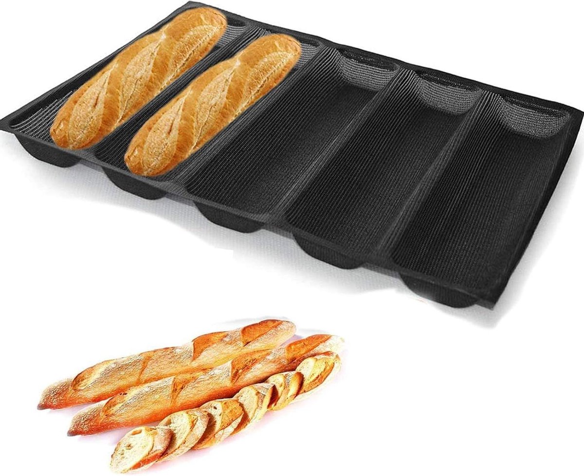 Geperforeerde Silicone Broodpan - 5 Groeven Franse Baguette Pan met Antiaanbaklaag