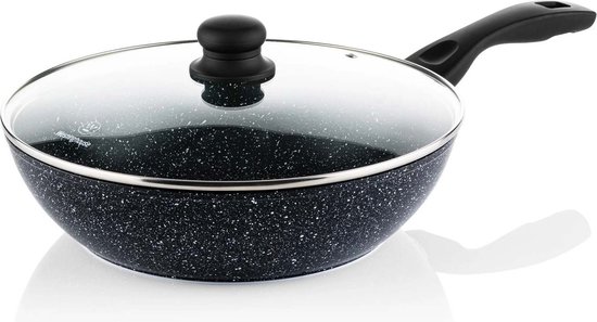 Westinghouse Wok Pan Induction - Ø 32 cm - Marbre Noir - avec Couvercle