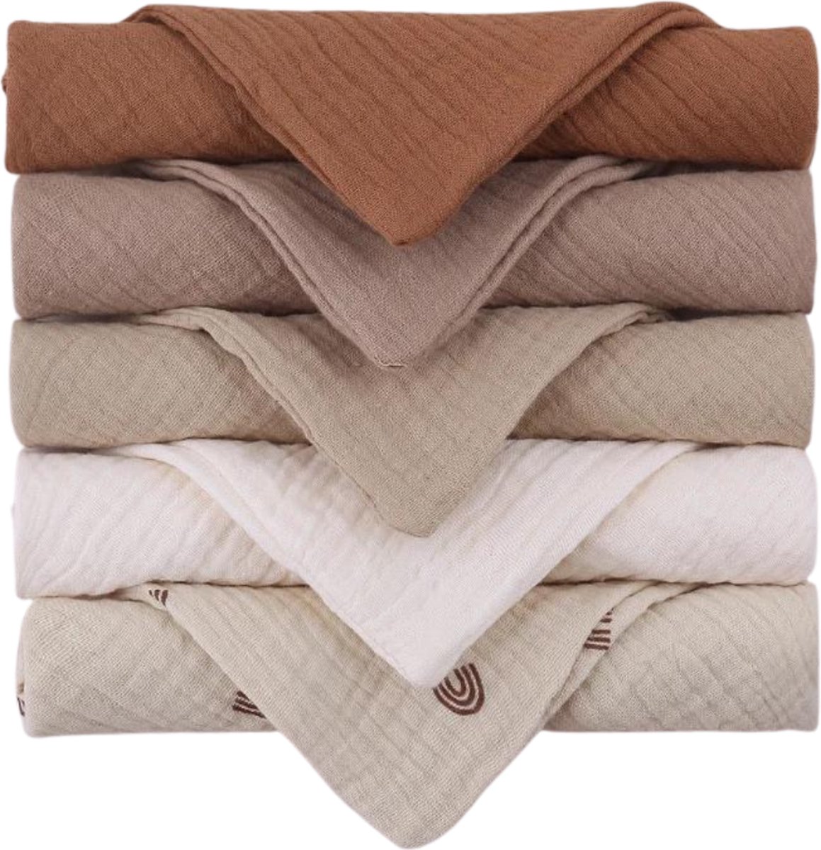 Goedkoopste Hydrofiele Doeken Baby - Babydoekjes Katoen - Monddoekjes - Spuugdoekjes - Washandjes - Baby - Hydrofiel - Ademend - Vocht absorberend - Sneldrogend - Zacht - Khaki Bruin Beige - 5 stuks