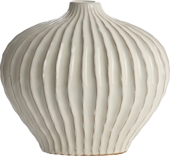 LIVLIG Handgemaakte Witte Vaas - Droogbloemen, Keramische Decoratieve Tafel- en Vloervaas, Hoogte: 20 cm
