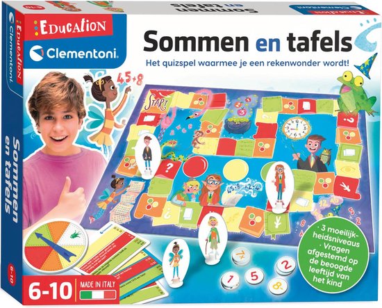 Foto: Education clementoni bordspel sommen en tafels quiz spel leren rekenen educatief speelgoed 6 10 jaar