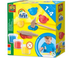 foto van SES - My First - Klei met tools - 3 kleuren - met hamertje en deegroller - hypoallergeen - makkelijk uitwasbaar