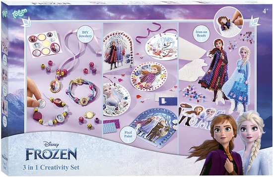 Disney Frozen Totum knutselset XL 3 in 1 armbandjes, diamond paint en strijkkralen cadeautip knutselen meisjes creatief speelgoed