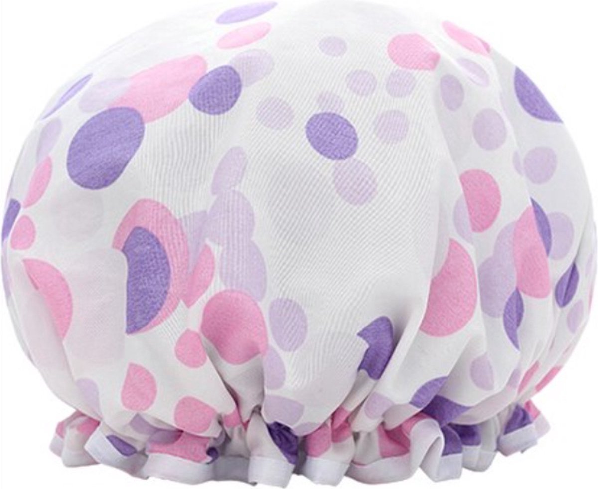 Goedkoopste Scoby - Douchemuts - Multicolour Shower Cap - Vrolijke Douchecap - Douchekapje - Douche muts - Douche cap - Paars / Roze / Wit