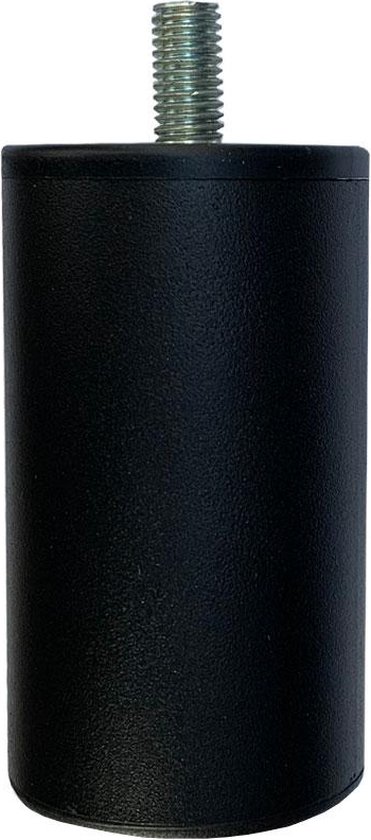 Stalen meubelpoot zwart rond ø 5 cm en hoogte 9 cm (M10) - Set van 4 stuks