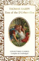Boekomslag met Thomas Hardy's 'Tess of the d'Urbervilles'. Een schilderij van een man en vrouw in een veld met schapen.