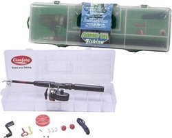 Gof Visset - 15-delige tacklebox + hengel - 14 x 46 x 78 cm