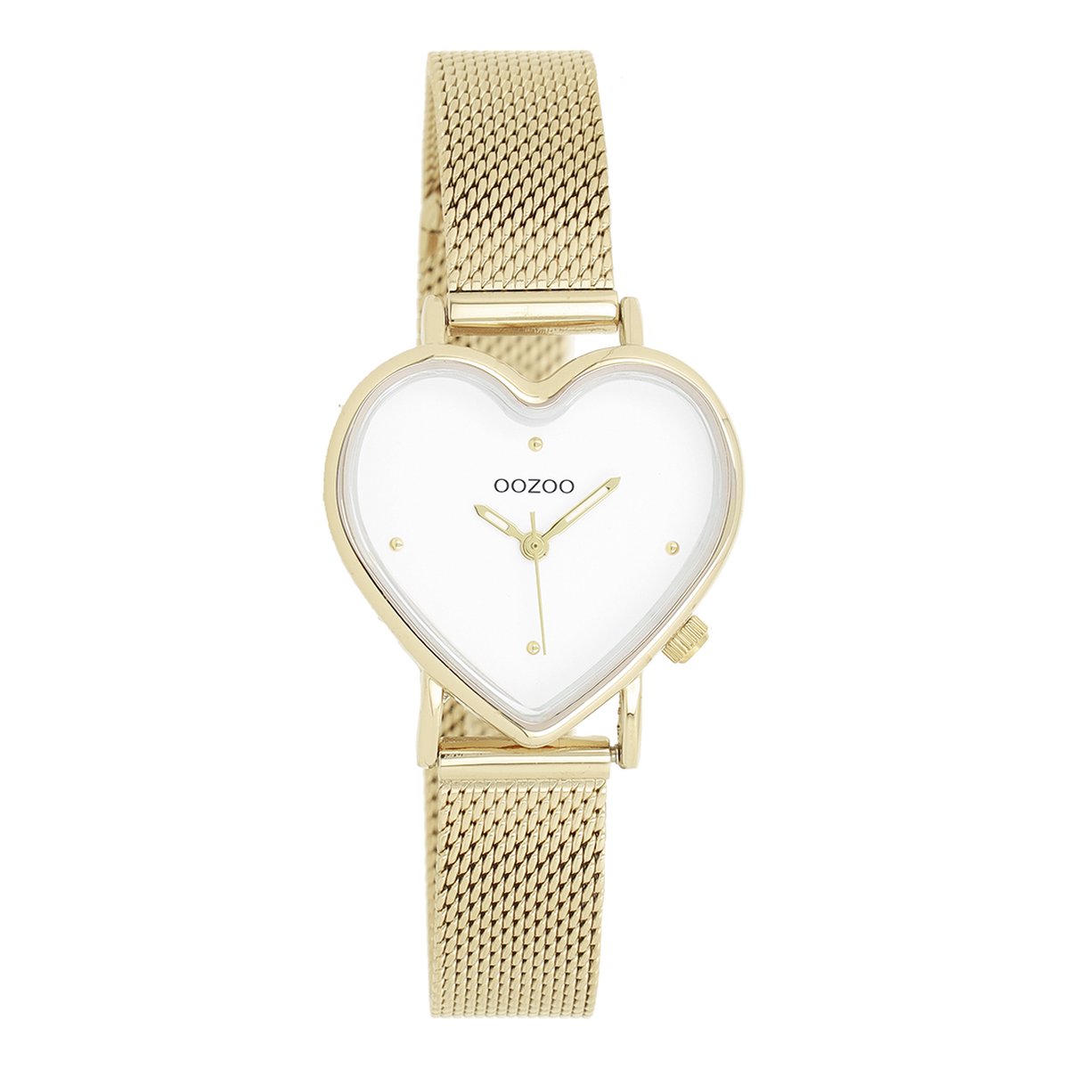 OOZOO Timepieces - Goudkleurige horloge met goudkleurige metalen mesh armband - C11415