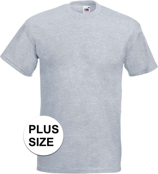Grote maten basic licht grijs t-shirt voor heren - voordelige