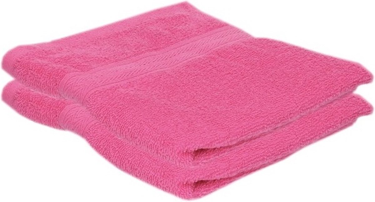 Jassz badkamer handdoeken - 2x - fuchsia roze - 50 x 100 cm - huishoud textiel - 420 gram - 100% katoen - badhanddoeken