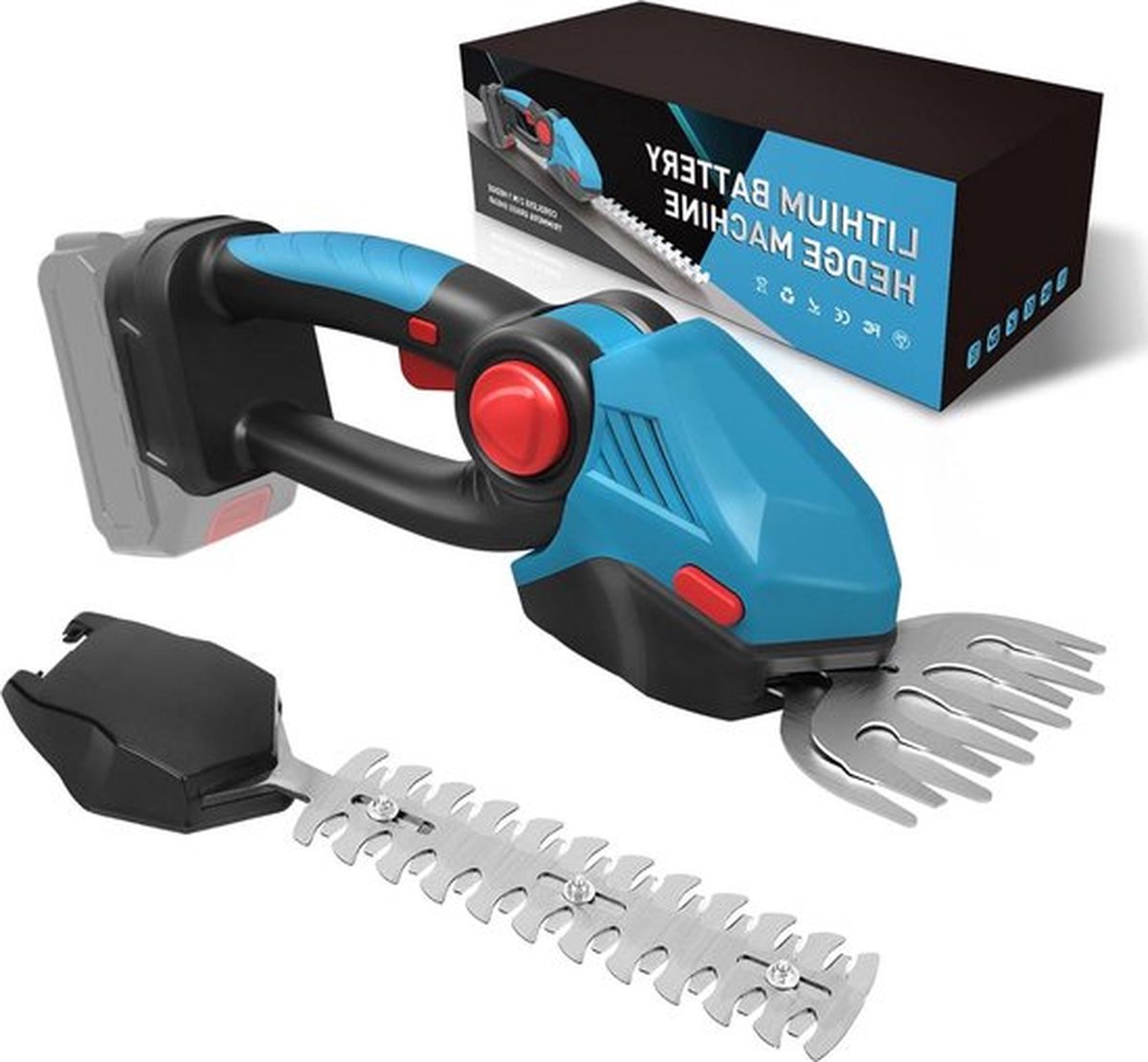 PolkaHome 18V 2-in-1 tuinschaar accu-heggenschaar handheld gazonschaar Grasschaar struikschaarset Makita compatibel struiktrimmer grasmes struikschaarmes