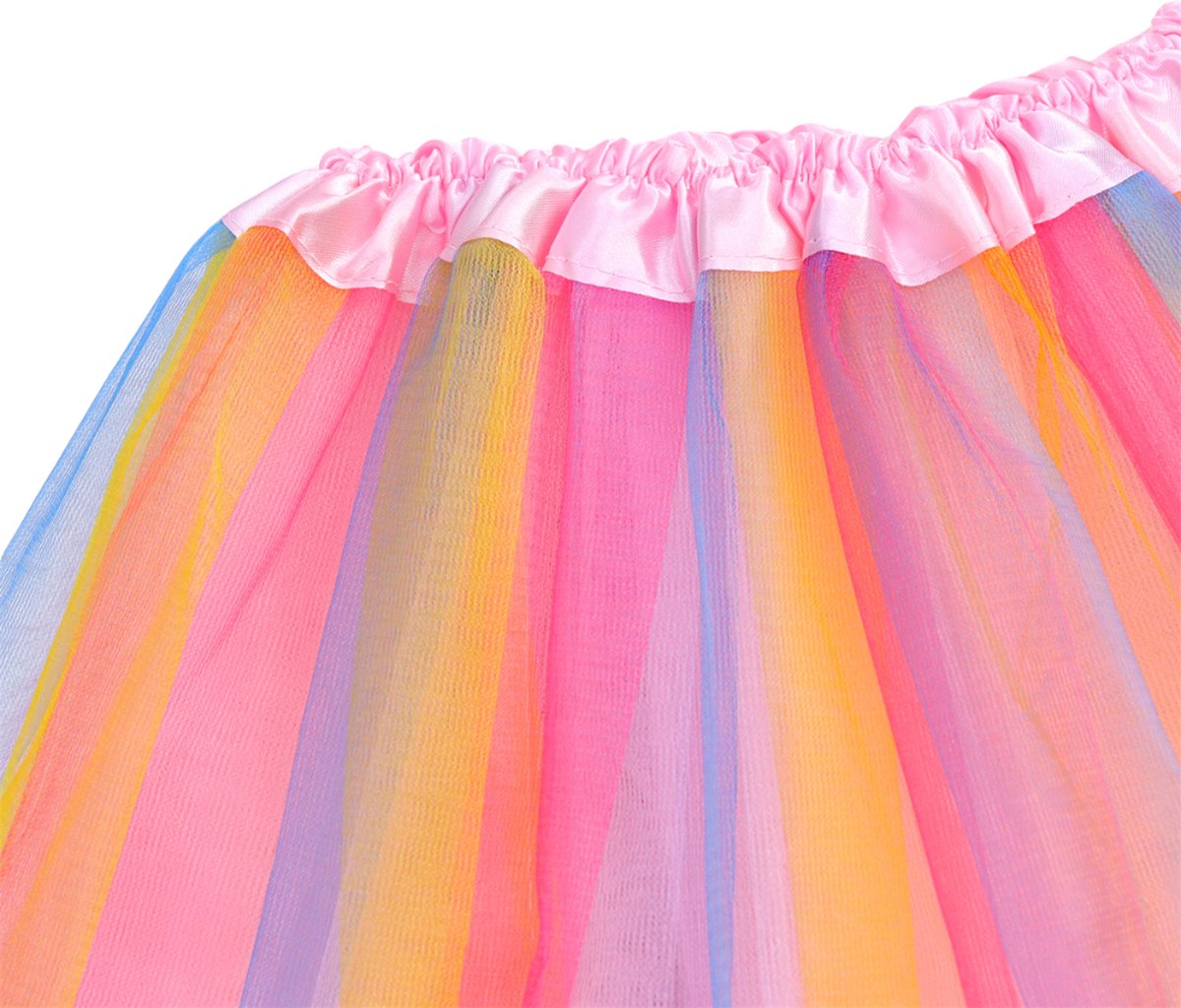 Joya Kids® Regenboog tutu met Vleugels en Staf | Tover fee Verkleedset voor Meisjes | Tutu verkleedkleding | Prinsessencape | Cape Set | Unicorn | Meisje Verkleedset | Carnvalskleding Halloween Meisjes | Met Staf, Vleugels en Tutu | Metallic Roze — afbeelding 11