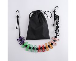 Intrekbare draagbare waslijn voor op reis, waslijn met 12 wasklemmen, voor binnenwasdrooglijn, buitenkampeeraccessoires - kleur - 1.8m
