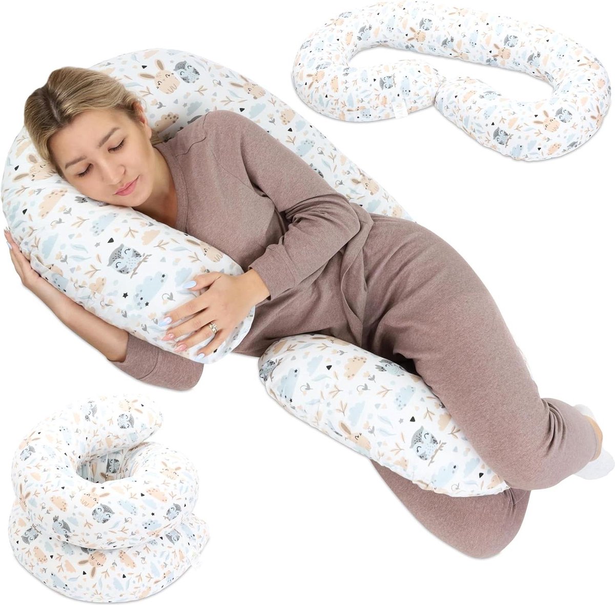 Goedkoopste Voedingskussen XXL - Zijslaapkussen met hoes - Positioneringskussen zwangerschap - Lichaamskussen 190 cm - C-vormig comfortkussen - Om te slapen zwangerschapskussen hoes xxl