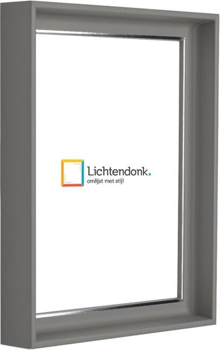 Lichtendonk Luxe Fotolijst Grijs met Zilverlijntje - Design - Fotomaat A4 21x29.7 - Ontspiegeld Glas - Art.nr. 058-003-004