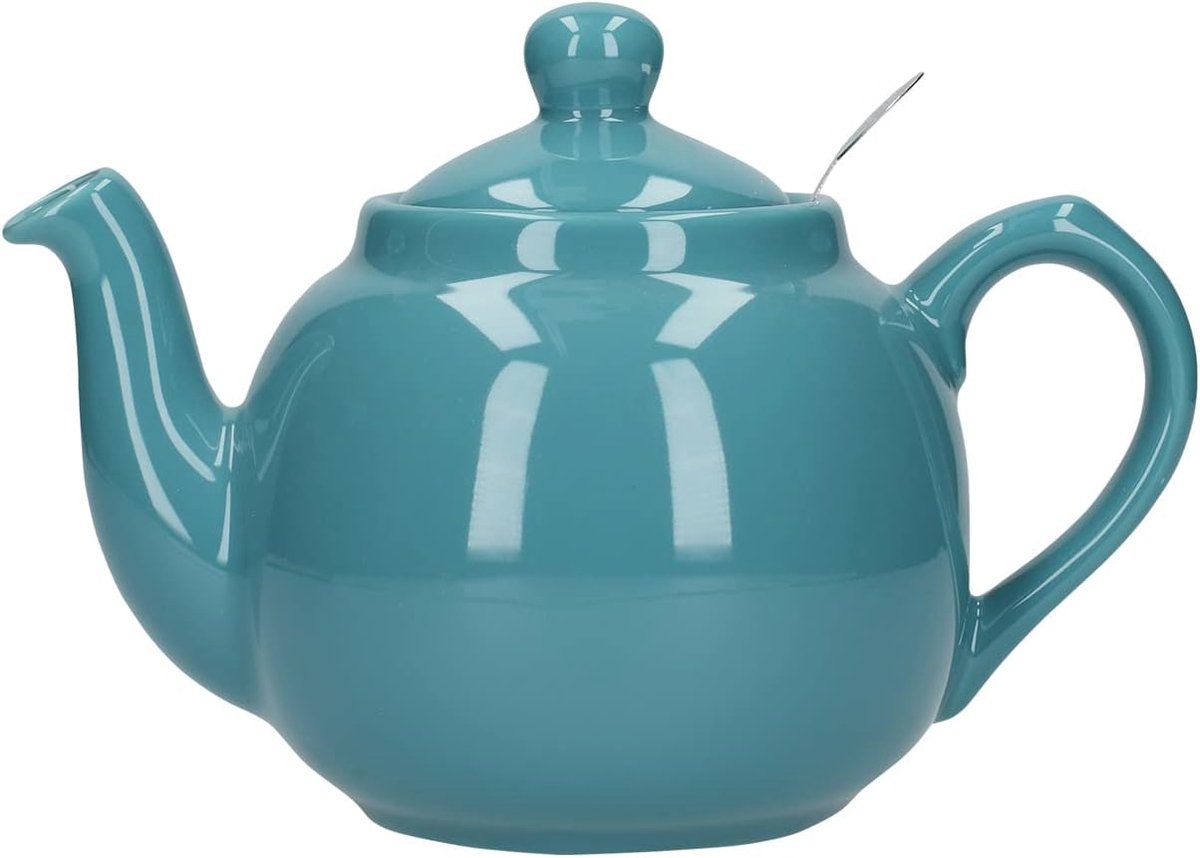 Kleine Theepot met Infuser en 2 Kopjes - Keramiek, Aqua, 600 ml