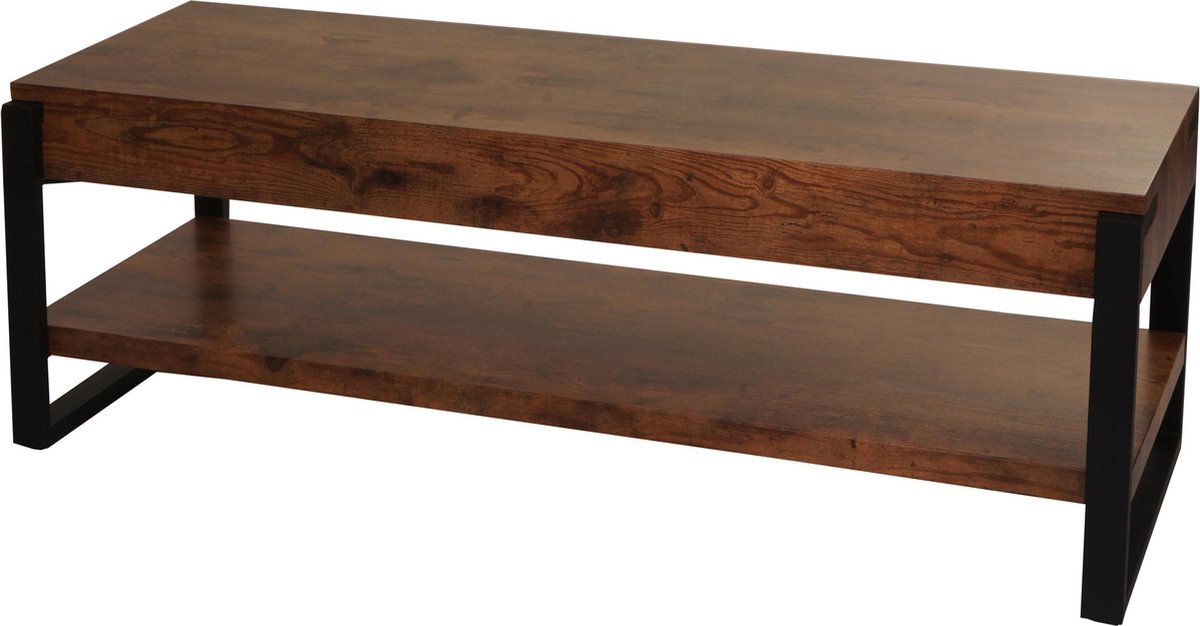 MCW TV-rek MCW-L53, TV-tafel lowboard TV-tafel, metaal 42x120x44cm ~ donker wild eiken