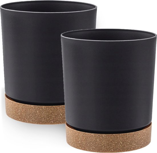 1x Kunststof Ratolla vierkante rotan balkon plantenpotten/bloempotten