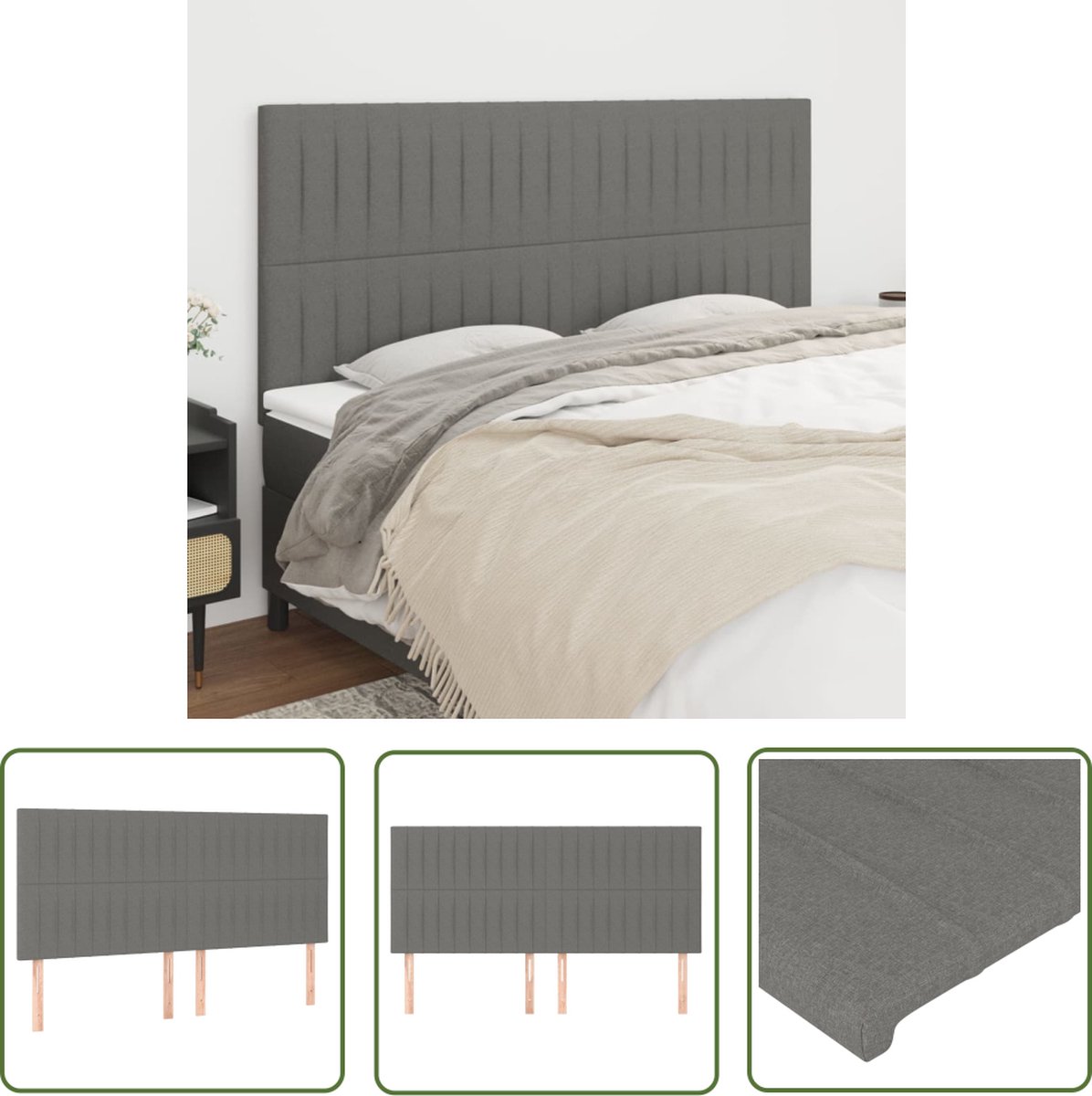 vidaXL Hoofdbordkast 200x18,5x104,5 cm betongrijs, hoofdeindekast, hoofdeinde kast, bedombouw kast, hoofdbord kast, kast bed, hoofdeinde kasten