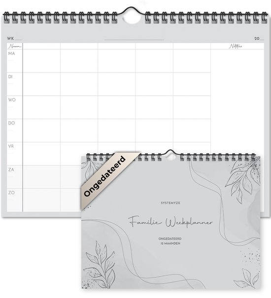 Systemyze Familieplanner Basic - Weekplanner - Ongedateerd - Grijs